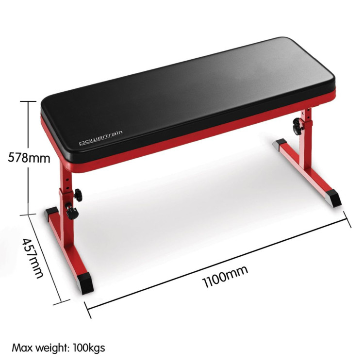Powertrain 48KG Adjustable Dumbbell Set - Red with Height-Variable Bench image 6