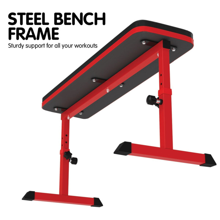 Powertrain 48KG Adjustable Dumbbell Set - Red with Height-Variable Bench image 9