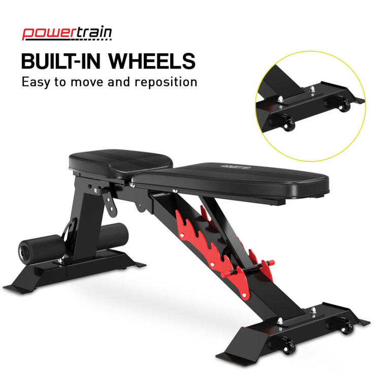 Powertrain 48KG Adjustable Dumbbell Set (Red) & Stand with Flat Incline Decline Bench image 12