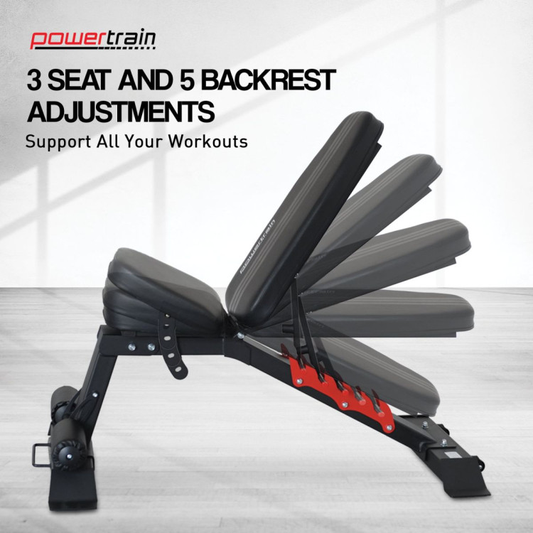 Powertrain 48KG Adjustable Dumbbell Set (Red) & Stand with Flat Incline Decline Bench image 15