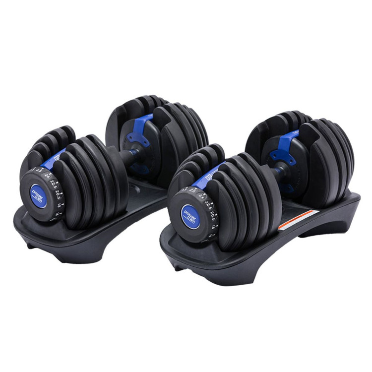 Powertrain 48KG Adjustable Dumbbell Set (Blue) with Flat Bench image 5