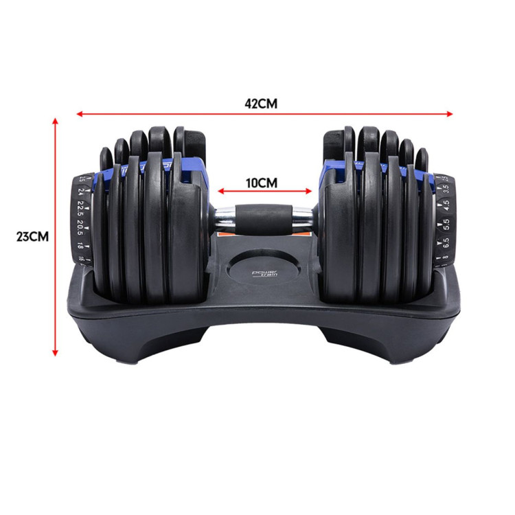 Powertrain 48KG Adjustable Dumbbell Set (Blue) with Flat Bench image 9
