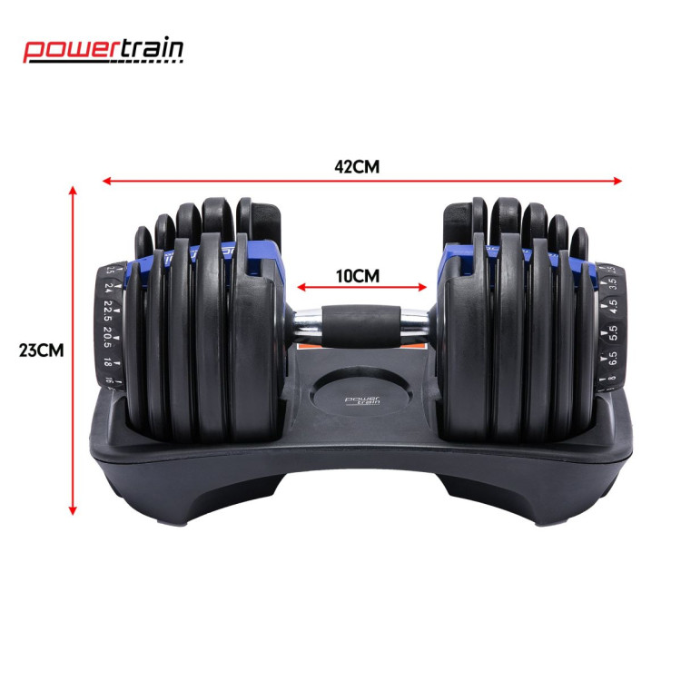 Powertrain 48KG Adjustable Dumbbell Set - Blue with Height-Variable Bench image 6