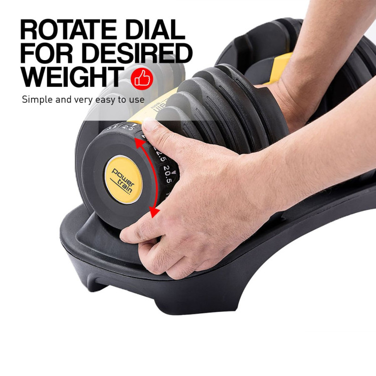 Powertrain 48KG Adjustable Dumbbell Set (Gold) with Flat Bench image 11