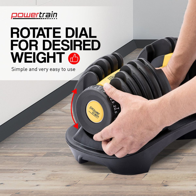 Powertrain 48KG Adjustable Dumbbell Set - Gold with Height-Variable Bench image 8