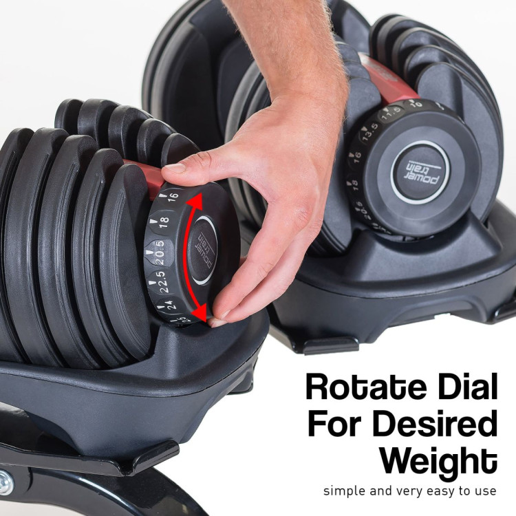 Powertrain 48KG Adjustable Dumbbell Set (Red) with FID Weight Bench image 13