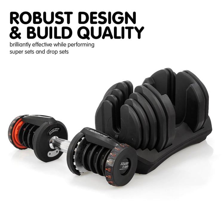 Powertrain 80KG Adjustable Dumbbell Set & Stand with Height-Variable Bench image 14