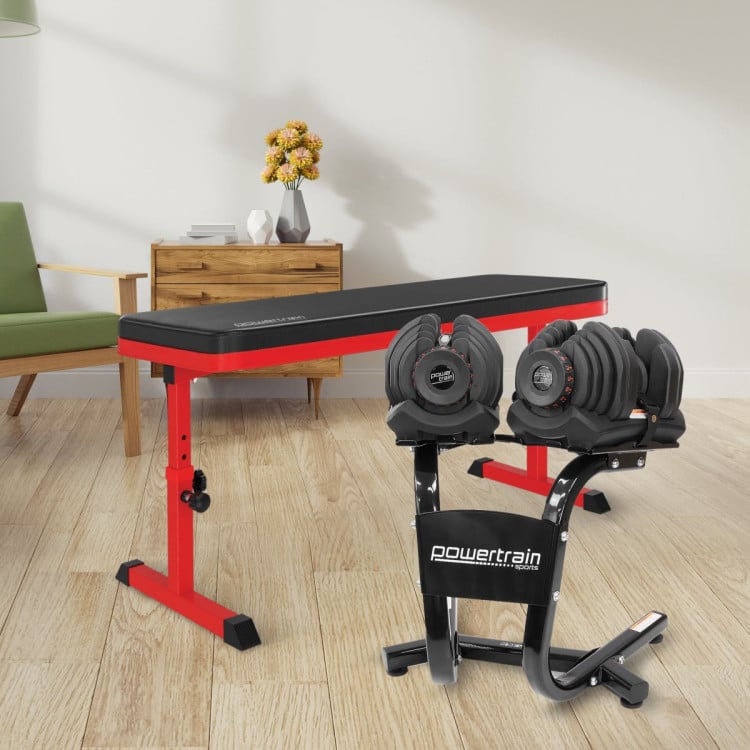 Powertrain 80KG Adjustable Dumbbell Set & Stand with Height-Variable Bench image 7