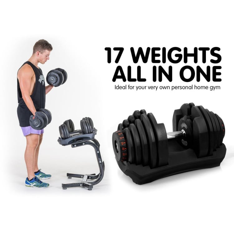 Powertrain 80KG Adjustable Dumbbell Set & Stand with Height-Variable Bench image 9