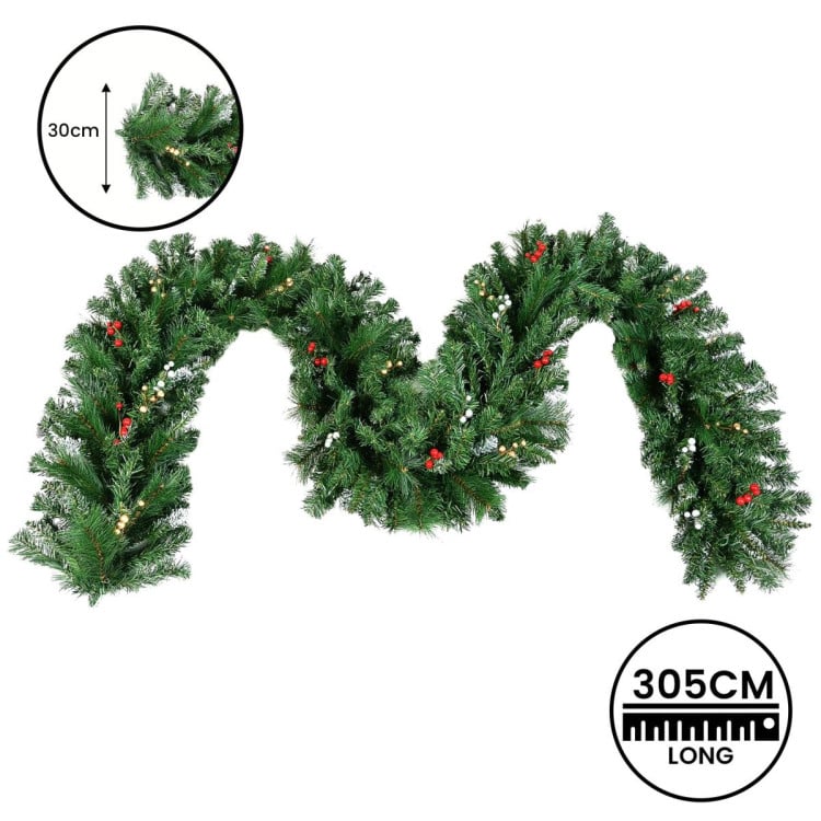Christabelle 3.05m Christmas Garland with Berries Pine Tree Decoration Ornament image 5