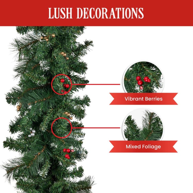 Christabelle 3.05m Christmas Garland with Berries Pine Tree Decoration Ornament image 6