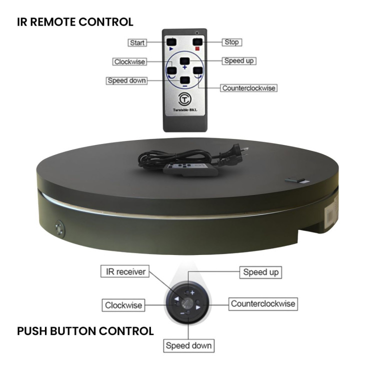 Christabelle 80cm 200kg Commercial Electric Display Turntable with Power Outlet - Black image 8