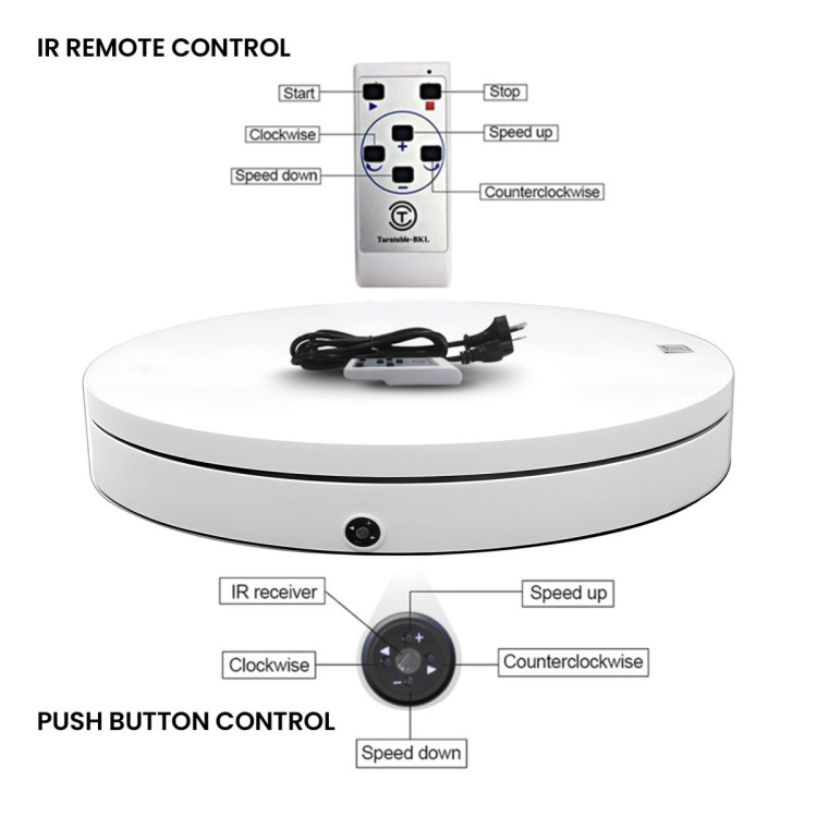 Christabelle 80cm 200kg Commercial Electric Display Turntable with Power Outlet - White image 8