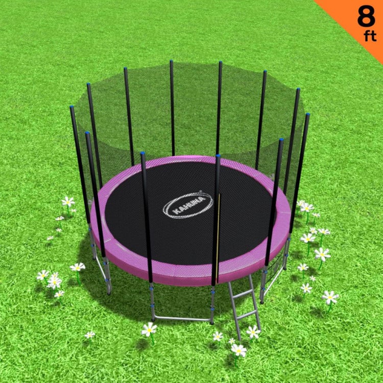 Kahuna 8 ft Round Trampoline Free Safety Net Pad - Pink image 3