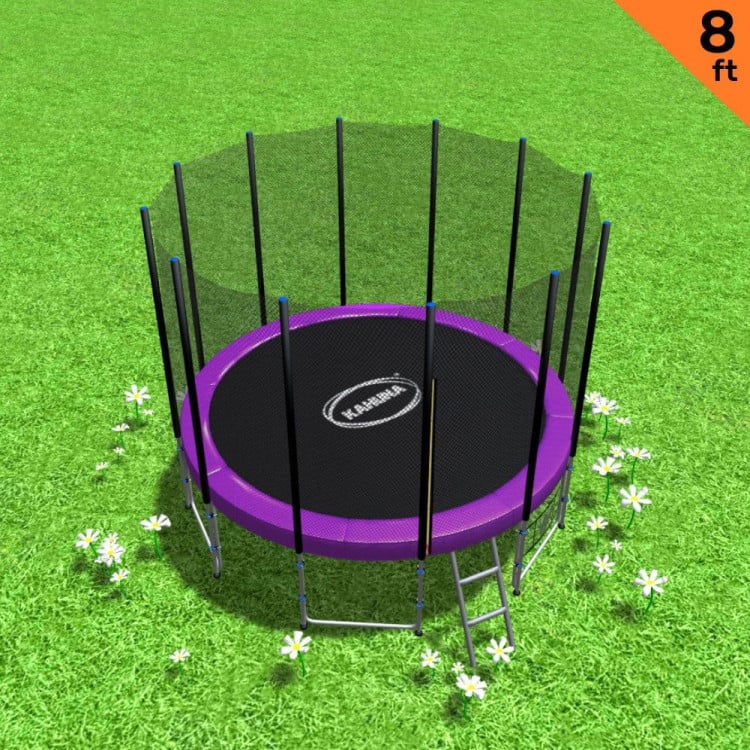 Kahuna 8 ft Round Trampoline Free Safety Net Pad Tidy -  Purple image 3