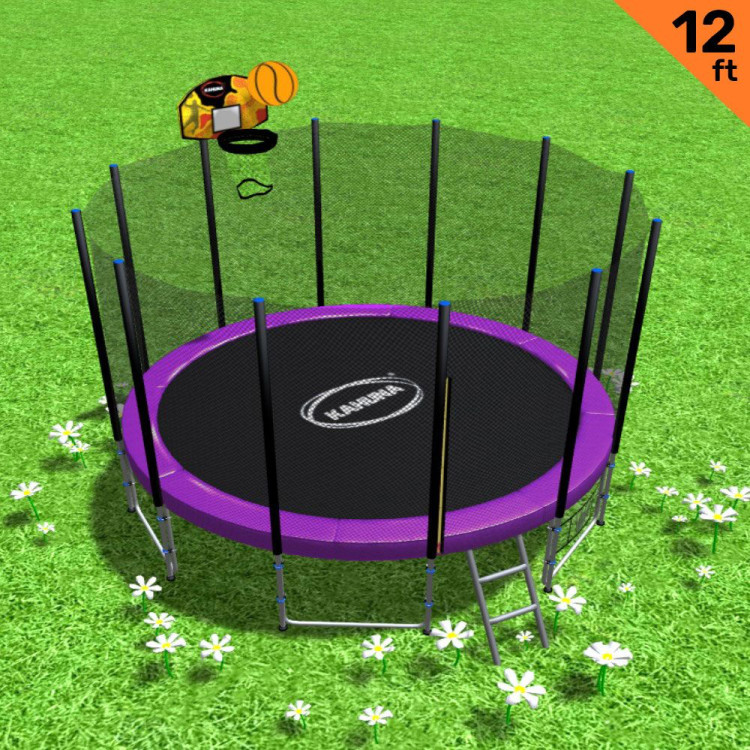 Kahuna Blizzard 12ft Trampoline Purple with Basketball Set image 3