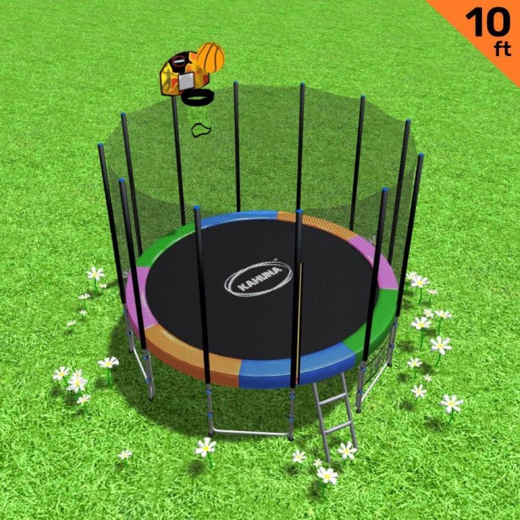 Kahuna 10 ft Round Spring Trampoline Free Safety Outer Net with BB Set image 3