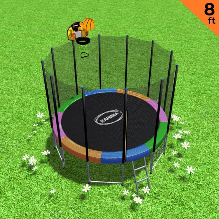 Kahuna Blizzard 8 ft Trampoline Rainbow with Basketball Set image 3