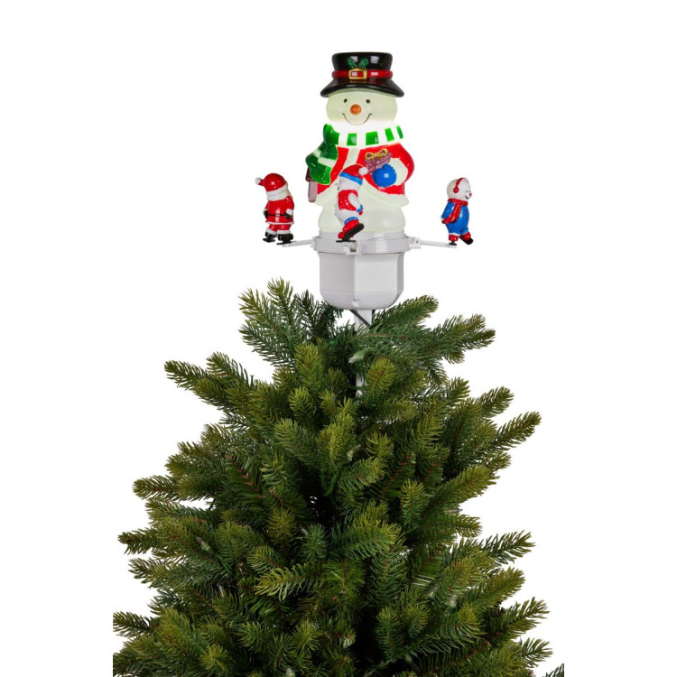 Christmas Tree Topper Snowman w/ Projected Images Lights Snow & Music