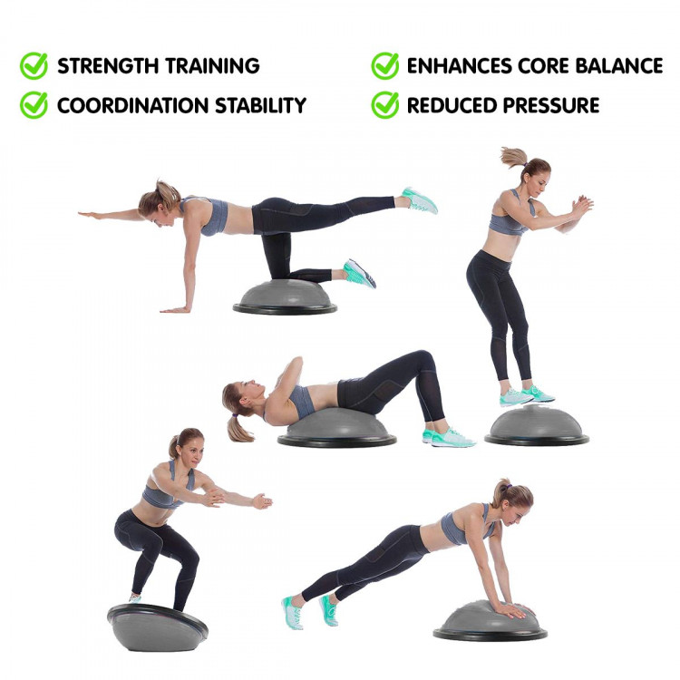 Powertrain Fitness Yoga Ball Home Gym Workout Balance Trainer Grey image 7
