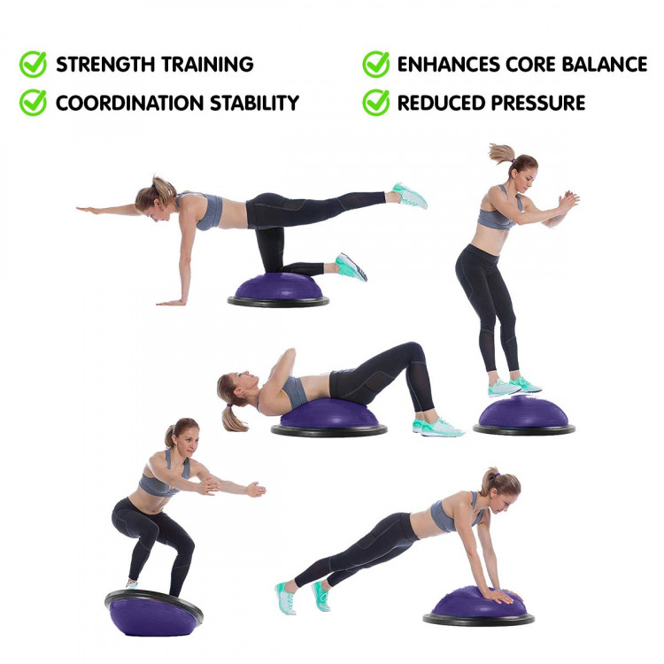 Powertrain Fitness Yoga Ball Home Gym Workout Balance Trainer Purple image 6