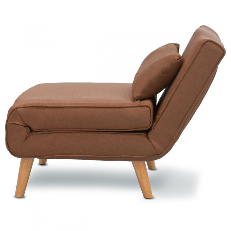 Adjustable Corner Sofa Single Seater Lounge Linen Bed Seat - Brown image 8