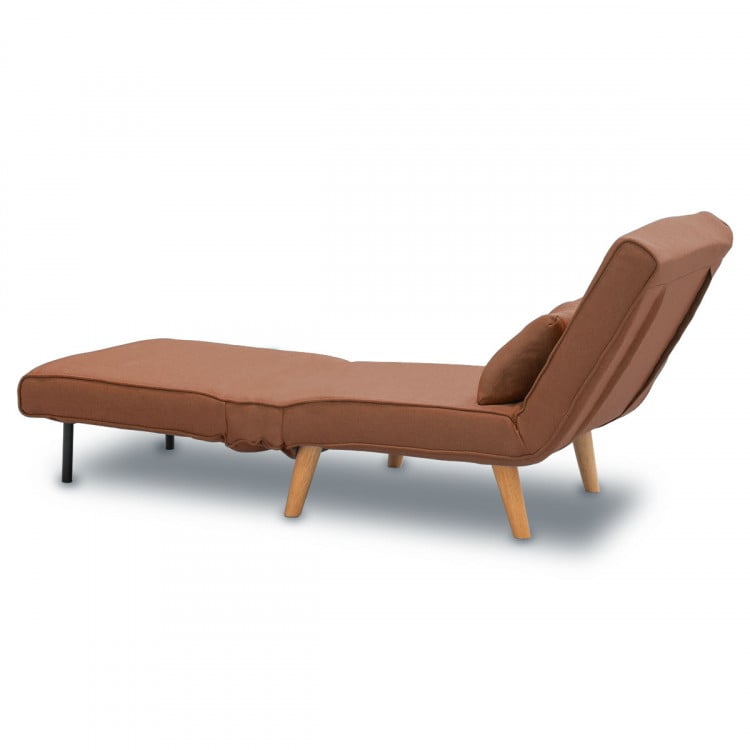 Adjustable Corner Sofa Single Seater Lounge Linen Bed Seat - Brown image 7
