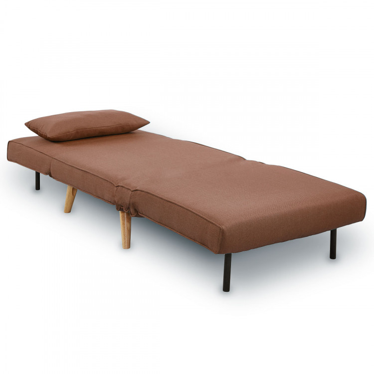 Adjustable Corner Sofa Single Seater Lounge Linen Bed Seat - Brown image 2