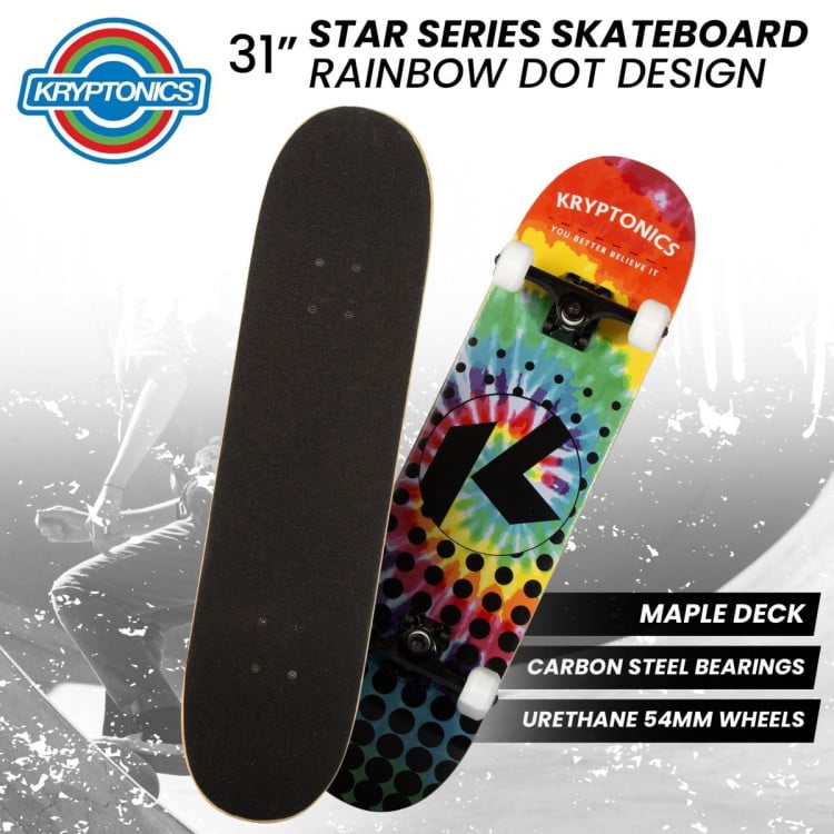 Kryptonics 31-inch Star Series Complete Skateboard Rainbow Dot image 11