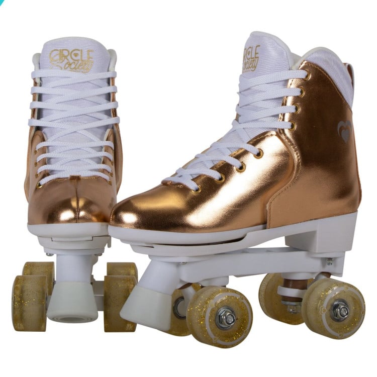 Circle Society Adjustable Quad Kids Roller Skates - Metallic Rose Gold image 6