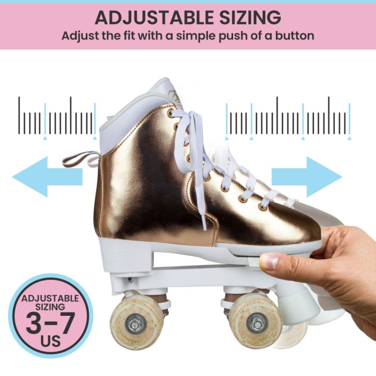 Circle Society Adjustable Quad Kids Roller Skates - Metallic Rose Gold image 7