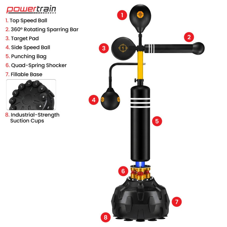 Powertrain Freestanding Boxing Trainer 5 in 1 Reflex Training System image 4