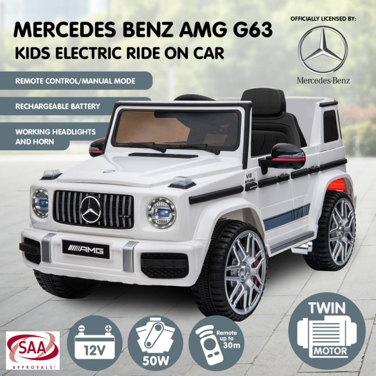Mercedes Benz AMG G63 Licensed Kids Ride On Electric Car Remote Control - White image 13