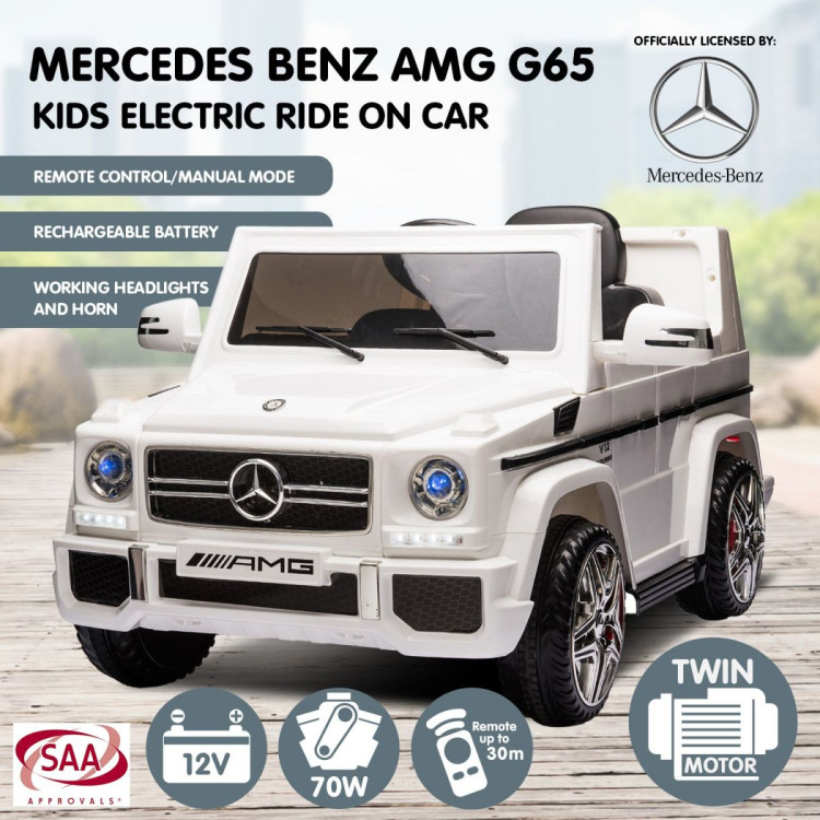 Mercedes Benz AMG G65 Licensed Kids Ride On Electric Car Remote Control - White image 13