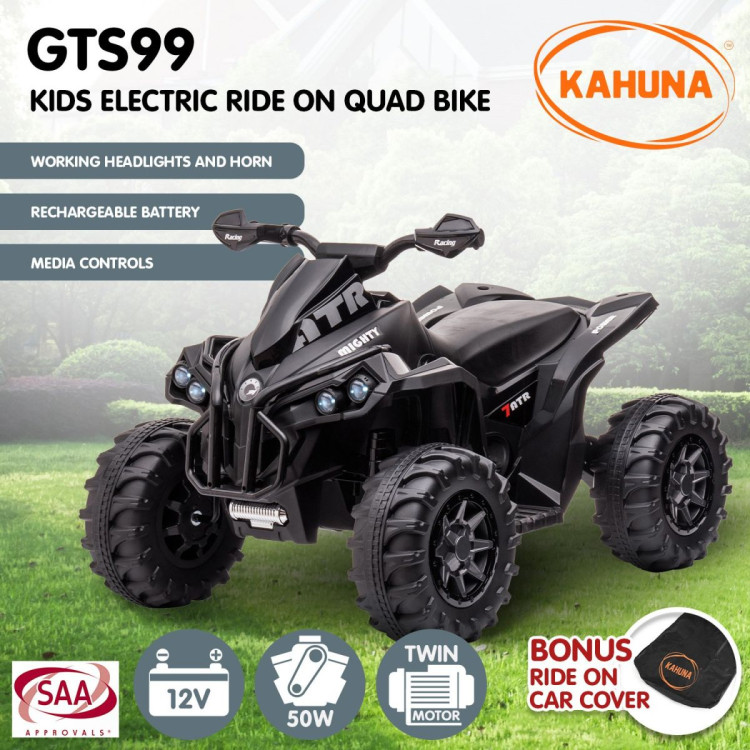 Kahuna GTS99 Kids Electric Ride On Quad Bike Toy ATV 50W - Black image 3