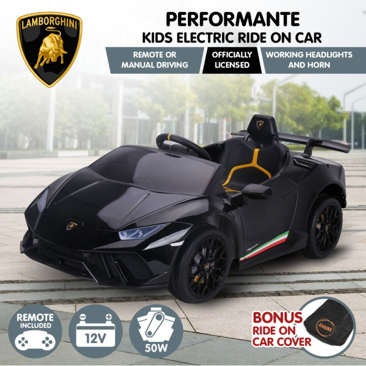 Lamborghini Performante Kids Electric Ride On Car Remote Control - Black image 3