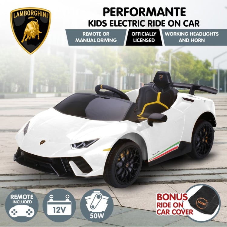 Lamborghini Performante Kids Electric Ride On Car Remote Control by Kahuna - White image 4