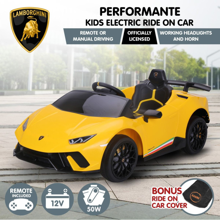 Lamborghini Performante Kids Electric Ride On Car Remote Control - Yellow image 4