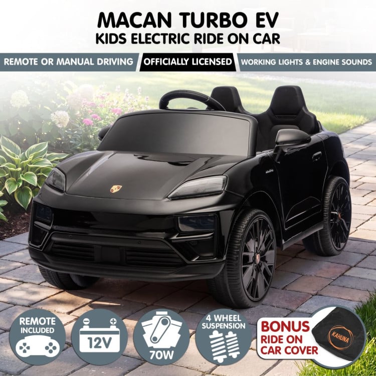 Kahuna Black Porsche Macan Turbo EV Kids Ride On Car 12V Electric Car image 17