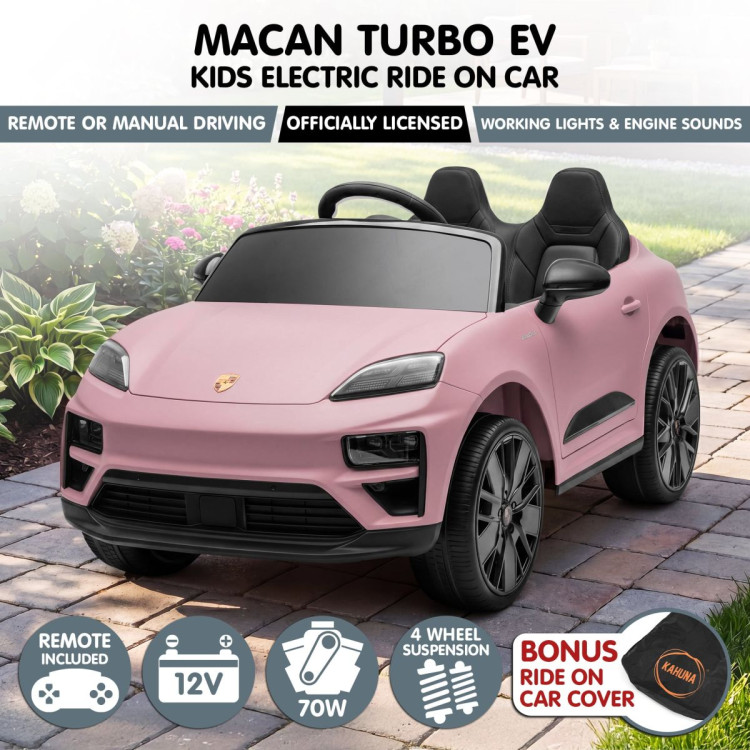 Kahuna Pink Porsche Macan Turbo EV Kids Ride On Car 12V Electric Car image 17