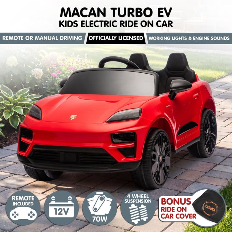 Kahuna Red Porsche Macan Turbo EV Kids Ride On Car 12V Electric Car image 17