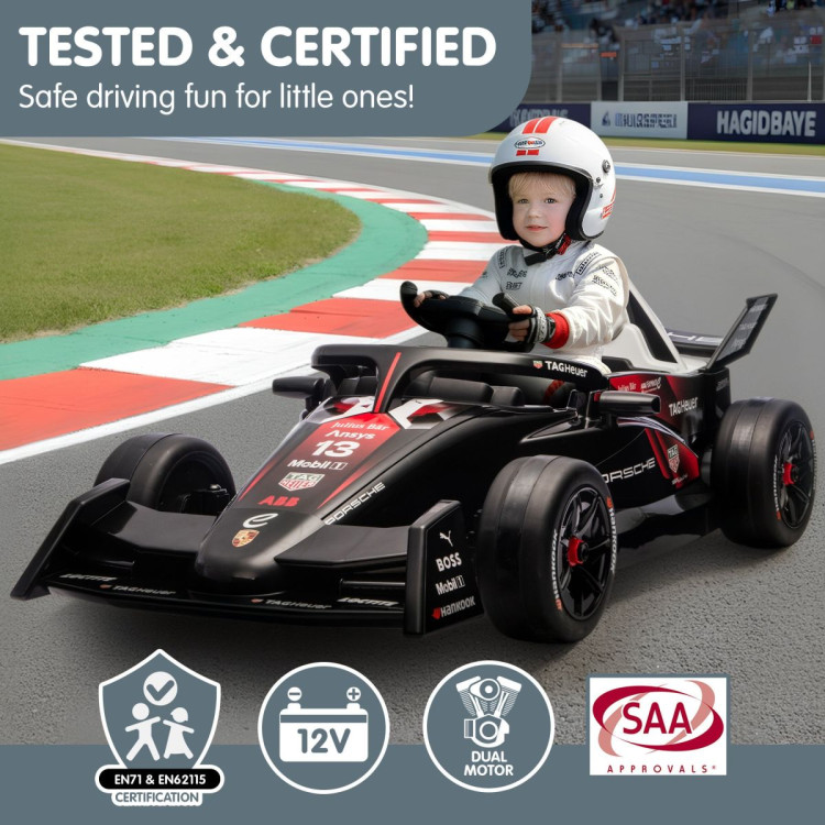 Kahuna Porsche Formula E Kids Electric Ride On Car Remote Control 60W Dual Motors MP3 Player Suspension & Seat Belt image 11