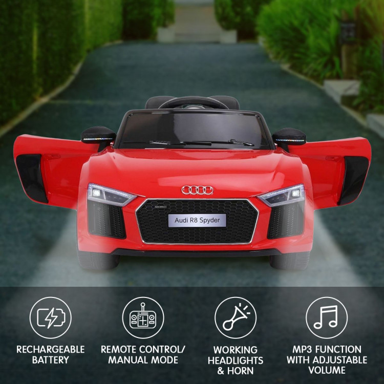R8 Spyder Audi Licensed Kids Electric Ride On Car Remote Control Red image 7