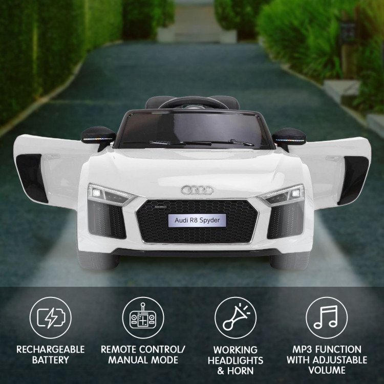 R8 Spyder Audi Licensed Kids Electric Ride On Car Remote Control White image 7
