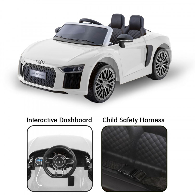 R8 Spyder Audi Licensed Kids Electric Ride On Car Remote Control White image 8
