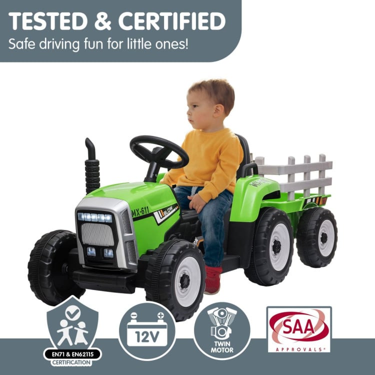 Kahuna MX-611 Kids Electric Ride On Tractor Trailer Car Green Grey image 10