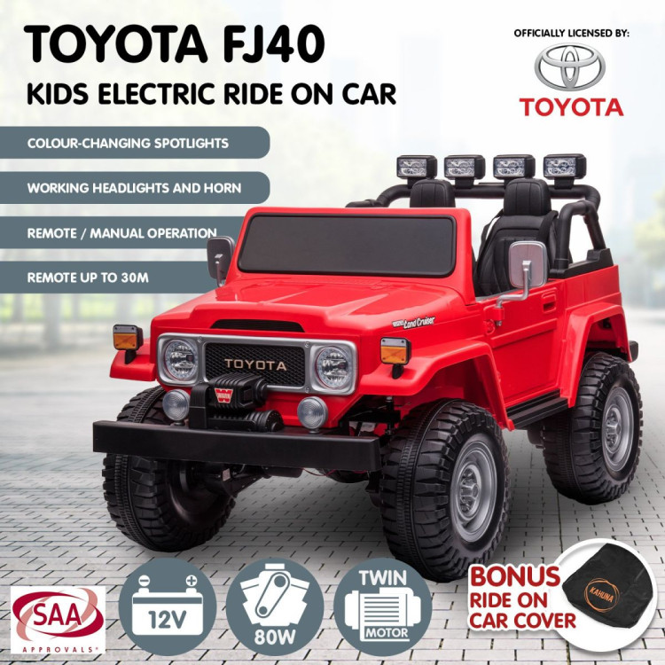 Licensed Toyota FJ-40 Electric Kids Ride On Car by Kahuna - Red image 3