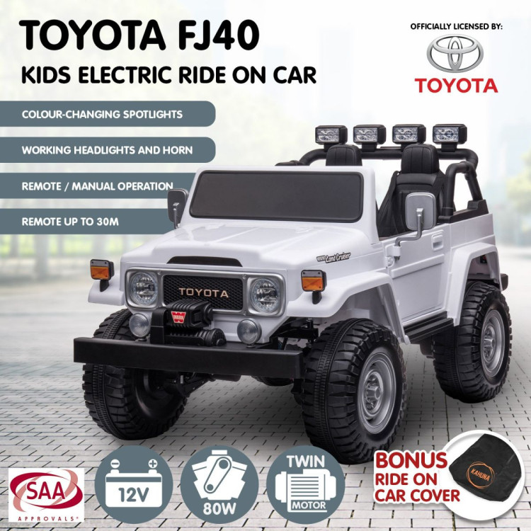 Licensed Toyota FJ-40 Kids Ride On Electric Toy Car 80W - White image 3