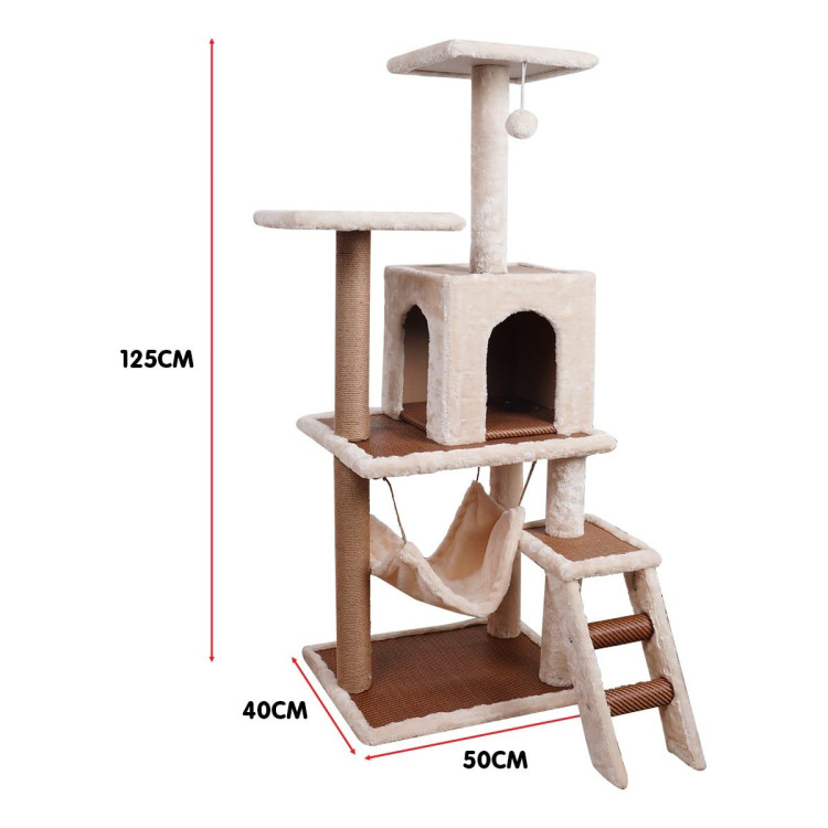 Furtastic 125cm Cat Tree Scratching Post - Beige image 6