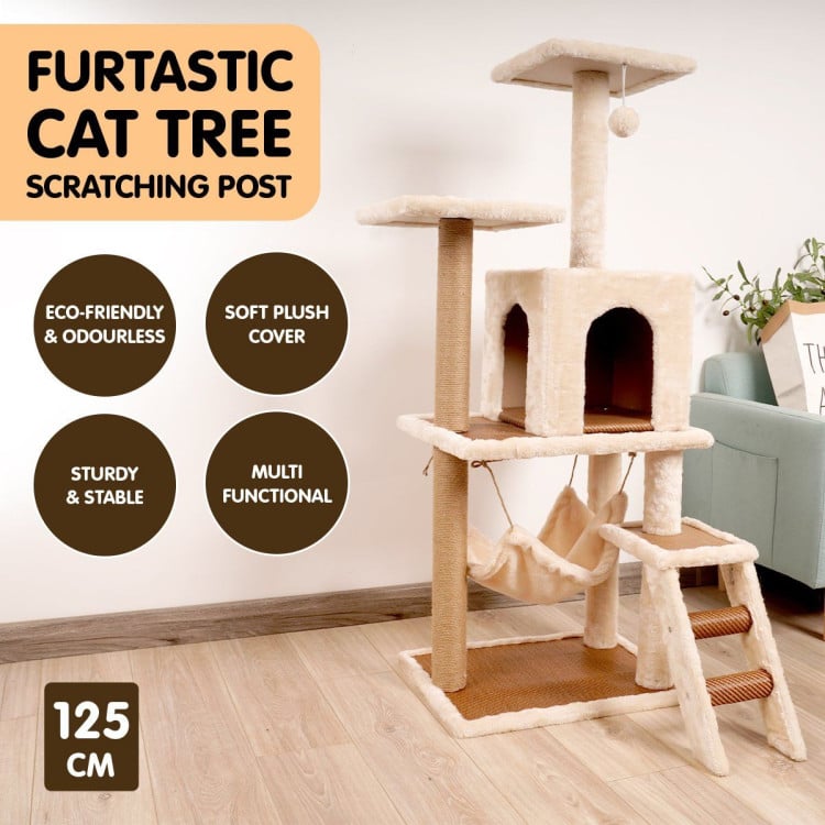 Furtastic 125cm Cat Tree Scratching Post - Beige image 8